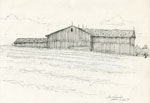 Pencil Sketch of a Large Wooden Barn, 1978