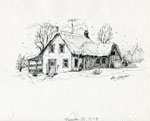 Pencil Sketch of a Snow-Covered Home, 1978