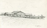 Pencil Sketch of a Large Wooden Barn, 1977