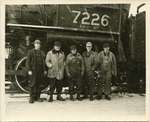 Five Men Standing in Front of Old Steam Rail Engine, Trenton, ON