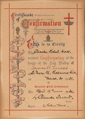 Certificate of Confirmation of Charles Robert Hall