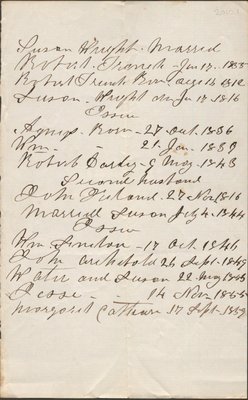 Genealogical note concerning members of the Wright family