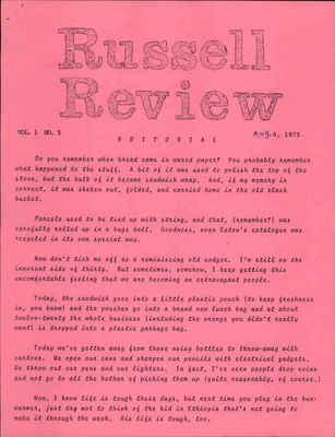 Russell Review, 8 Aug 1975