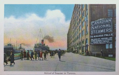 Souvenir view of St. Catharines & Port Dalhousie: Arrival of a Steamer in Toronto