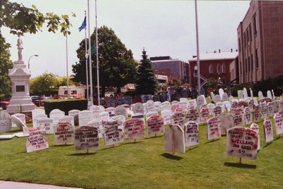 CAW's Graveyard Display Regarding Federal Cuts