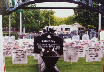 CAW's Graveyard Display Regarding Federal Cuts