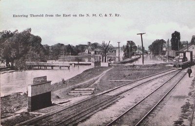 Entering Thorold on the Niagara, St. Catharines & Toronto Railway.