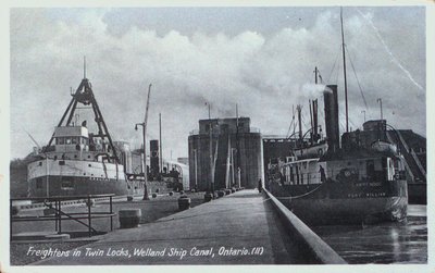 Freighters in Twin Locks on the Fourth Welland Canal