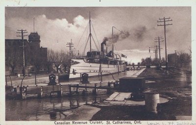 Canadian Revenue Cruiser at Lock 1 of the Third Welland Canal, Port Dalhousie