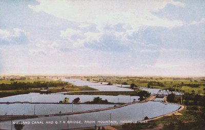 The Welland Canal and the Grand Trunk Railway Bridge from the Mountain, Thorold