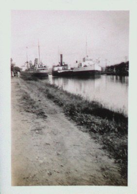 Ships at the Queenston Bridge on the Fourth Canal (Welland Ship Canal)