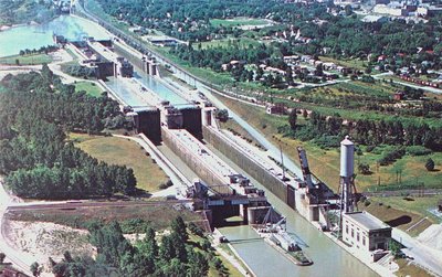 Twin Flight Locks on The Welland Ship Canal