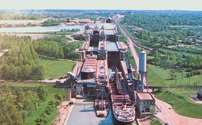 The Twin Flight Locks on The Welland Ship Canal