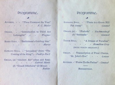 Teresa Vanderburgh's Musical Scrapbook #1 - A Program for an Organ Recital at Knox Presbyterian Church