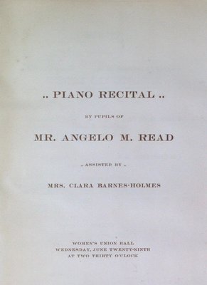 Teresa Vanderburgh's Musical Scrapbook #1 - Program for a Piano Recital in Buffalo