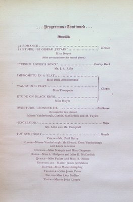 Teresa Vanderburgh's Musical Scrapbook # 1 - Program for a Piano Recital