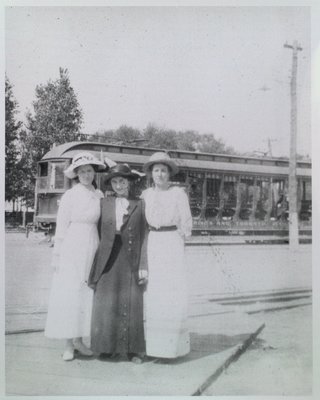 A Trio of Ladies In Front of an NS&T Car