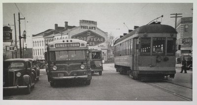 A NS&T Car and Bus at the Intersection of St. Paul Street, Ontario Street and St. Paul Crescent