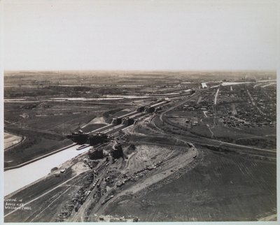 The Twin Flight Locks 4, 5 & 6 and Lock 7 Looking South on the Welland Ship Canal