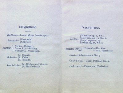 Teresa Vanderburgh's Musical Scrapbook #1 - Program for a Musical Circle Piano Recital