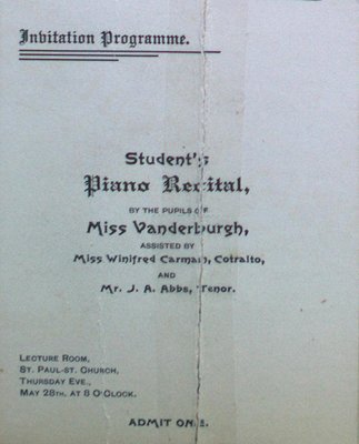 Teresa Vanderburgh's  Musical Scrapbook #1 - Piano Recital Program