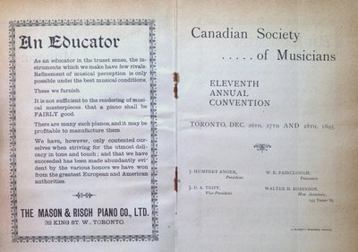 Teresa Vanderburgh's Musical Scrapbook #1 - Canadian Society of Musicians Eleventh Annual Convention Program