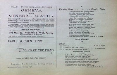 Teresa Vanderburgh's Musical Scrapbook #1 - Buffalo Vocal Society Concert Program