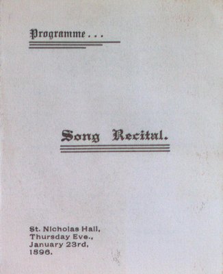 Teresa Vanderburgh's Musical Scrapbook #1 - Program for a Song Recital at St. Nicholas Hall