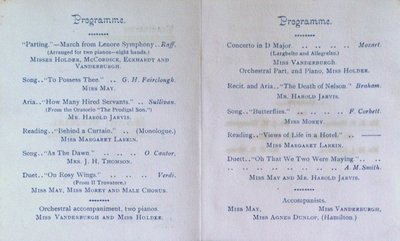 Teresa Vanderburgh's Musical Scrapbook #1 - Program for a Song Recital at St. Nicholas Hall