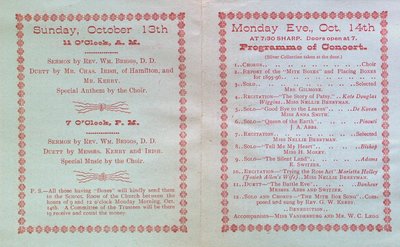 Teresa Vanderburgh's Musical Scrapbook #1 - Welland Avenue Methodist Church Anniversary Pamphlet