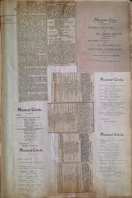 Teresa Vanderburgh's Musical Scrapbook #1 - Newspaper Clippings and Musical Circle Programs