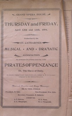 Teresa Vanderburgh's Musical Scrapbook #1 - St. Catharines Musical and Dramatic Society Program