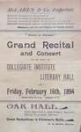 Teresa Vanderburgh's Musical Scrapbook #1 - Grand Recital and Concert at the Collegiate Institute Literary Hall