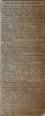 Teresa Vanderburgh's Musical Scrapbooks #1 - Newspaper Clipping