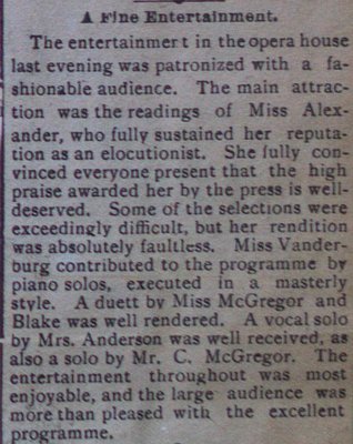 Teresa Vanderburgh's Musical Scrapbook #1 - Newspaper Clipping