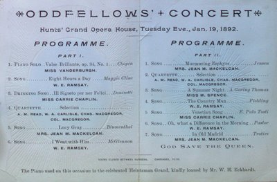 Teresa Vanderburgh's Musical Scrapbook #1 - Oddfellows Concert Program