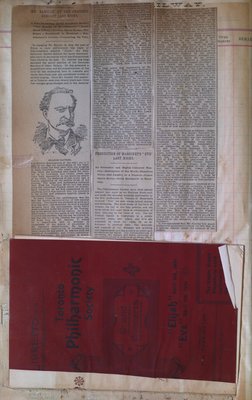 Teresa Vanderburgh's Musical Scrapbook #1 - Newspaper Clippings and Toronto Philharmonic Society Program