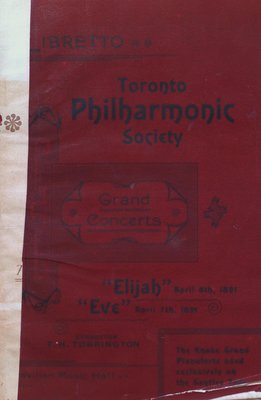 Teresa Vanderburgh's Musical Scrapbook #1 - Toronto Philharmonic Society Program