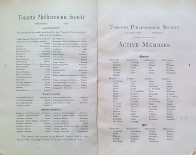 Teresa Vanderburgh's Musical Scrapbook #1 - Toronto Philharmonic Society Program