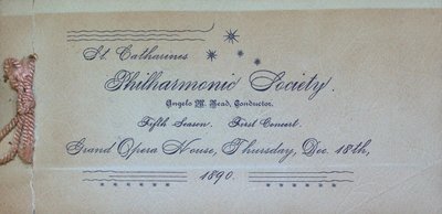 Teresa Vanderburgh's Musical Scrapbook #1 - St. Catharines Philharmonic Society Concert Program