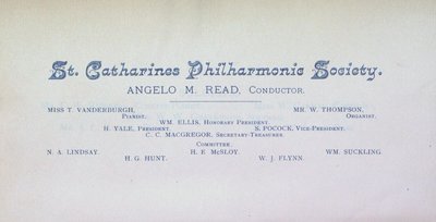 Teresa Vanderburgh's Musical Scrapbook #1 - St. Catharines Philharmonic Society Concert Program