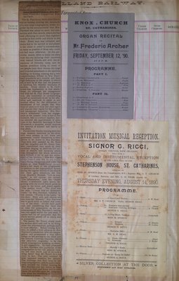 Teresa Vanderburgh's Musical Scrapbook #1 - Newspaper Clipping and Musical Programs