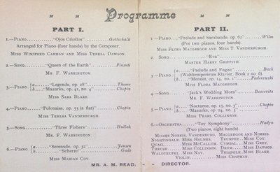 Teresa Vanderburgh's Musical Scrapbook #1 - Recital Program