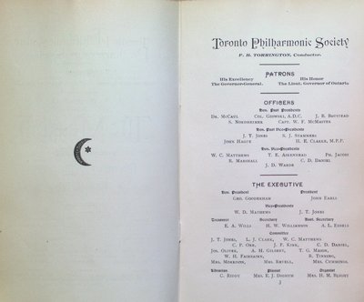 Teresa Vanderburgh's Musical Scrapbook #1 - Toronto Philharmonic Society Program