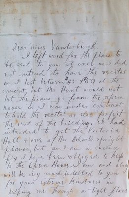 Teresa Vanderburgh's Musical Scrapbook #1 - Letter to Miss Vanderburgh