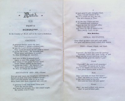 Teresa Vanderburgh's Musical Scrapbook #1 - The Cantata &quot;Ruth&quot; Program