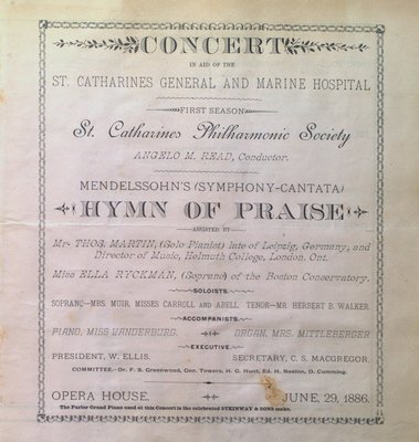 Teresa Vanderburgh's Musical Scrapbook #1 - St. Catharines Philharmonic Society Program: Hymn of Praise