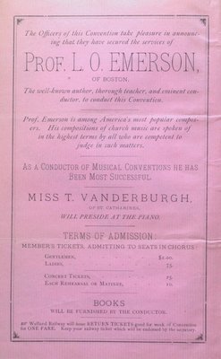 Teresa Vanderburgh's Musical Scrapbook #1 - Welland Musical Association, Third Grand Annual Convention