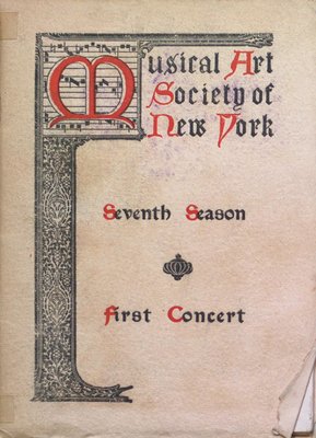 Teresa Vanderburgh's Musical Scrapbook #2 - Musical Art Society of New York - Concert Program