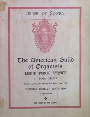 Teresa Vanderburgh's Musical Scrapbook #2 - The American Guild of Organists Order of Service